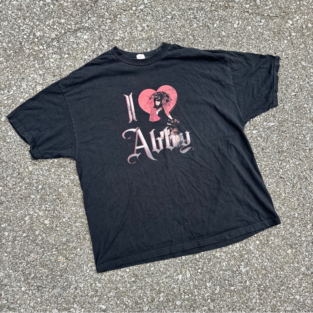 Vtg 2008 NCIS I LOVE ABBY Sciuto Black 2X T-Shirt. Pauley Perrette. Dog